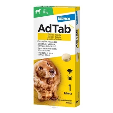 AdTab pre psy 450 mg žuvacie tablety, hmotnosť psa > 11–22 kg, 1x1 ks obrázok